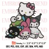 Rainbow Sanrio Friend Embroidery Design, Hello Kitty Sanrio Funny Embroidery Digitizing Pes File