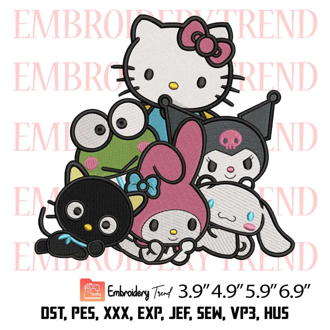 Hello Kitty and Friends Embroidery Design, Sanrio Character Embroidery Digitizing Pes File