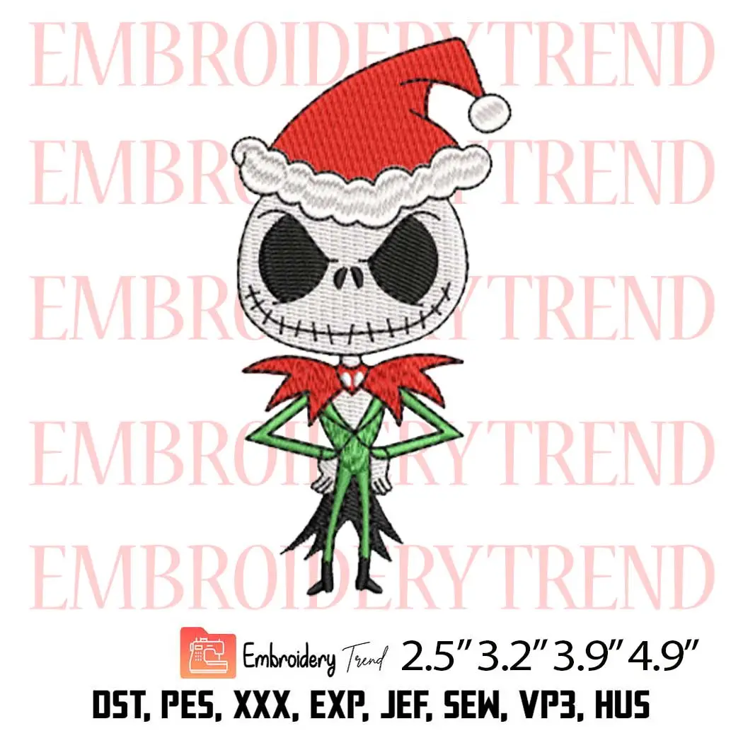Jack Skellington Xmas Embroidery Design, Christmas x Halloween Embroidery Digitizing File
