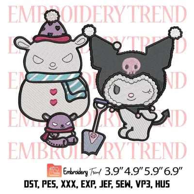 Kuromi and Snowman Magical Embroidery Design, Sanrio Christmas Embroidery Digitizing File