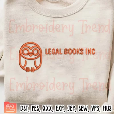 Legal Books Inc Embroidery Design, Law Books Embroidery Digitizing File