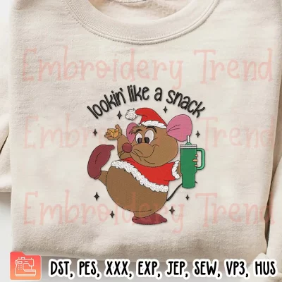 Cute Christmas Gus Gus Embroidery Design, Looking Like A Snack Embroidery Digitizing File