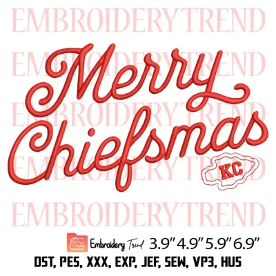 Merry Chiefsmas Embroidery Design, NFL KC Football Embroidery Digitizing Pes File