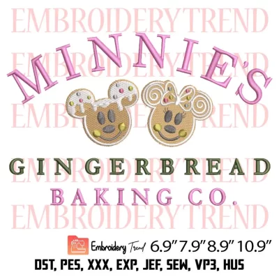 Minnies Gingerbread Baking Co Embroidery Design, Disney Gingerbread Christmas Embroidery Digitizing Pes File
