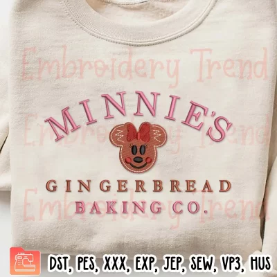 Minnies Gingerbread Embroidery Design, Merry Christmas Party Embroidery Digitizing Pes File