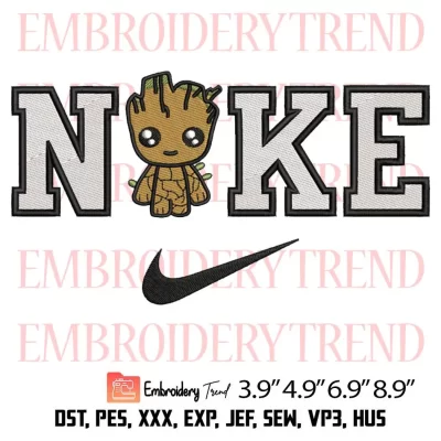 Nike Baby Groot Movie Embroidery Design, Guardians of the Galaxy Embroidery Digitizing File