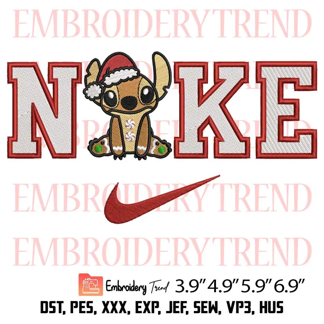Nike Christmas Gingerbread Stitch Embroidery Design, Disney x Christmas Embroidery Digitizing File
