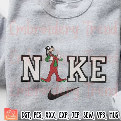 Nike Goofy Wearing Pajama Embroidery Design, Disney Christmas Embroidery Digitizing File