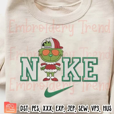 Nike Grinch Boy Xmas Embroidery Design, Grinch Couple Christmas Embroidery Digitizing File