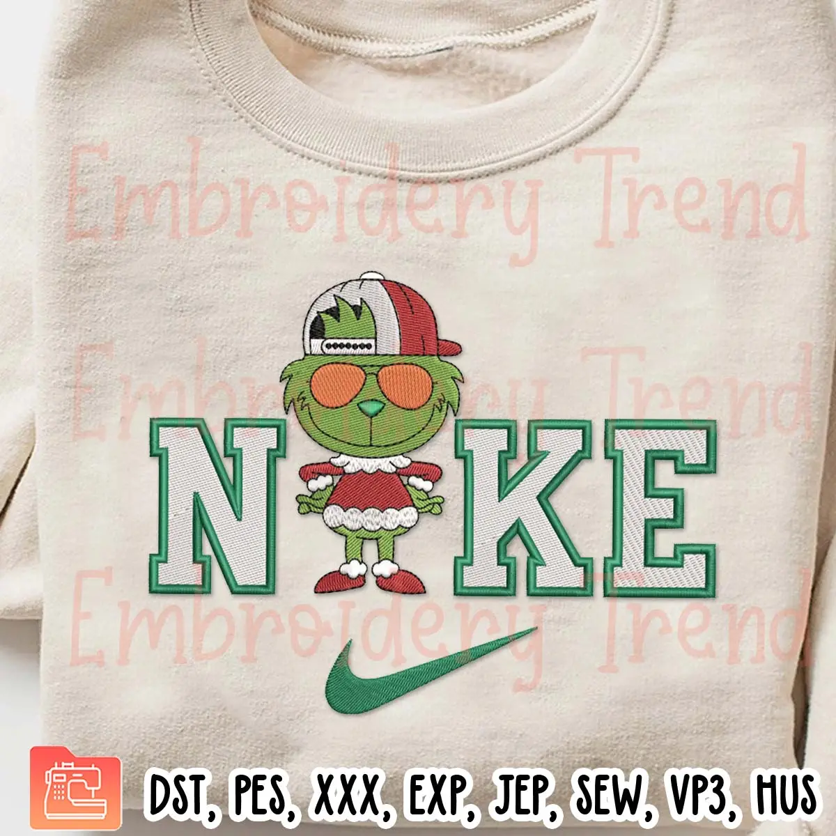 Nike Grinch Boy Xmas Embroidery Design, Grinch Couple Christmas Embroidery Digitizing File