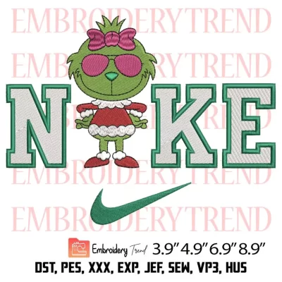 Nike Grinch Girl Xmas Embroidery Design, Grinch Couple Christmas Embroidery Digitizing File