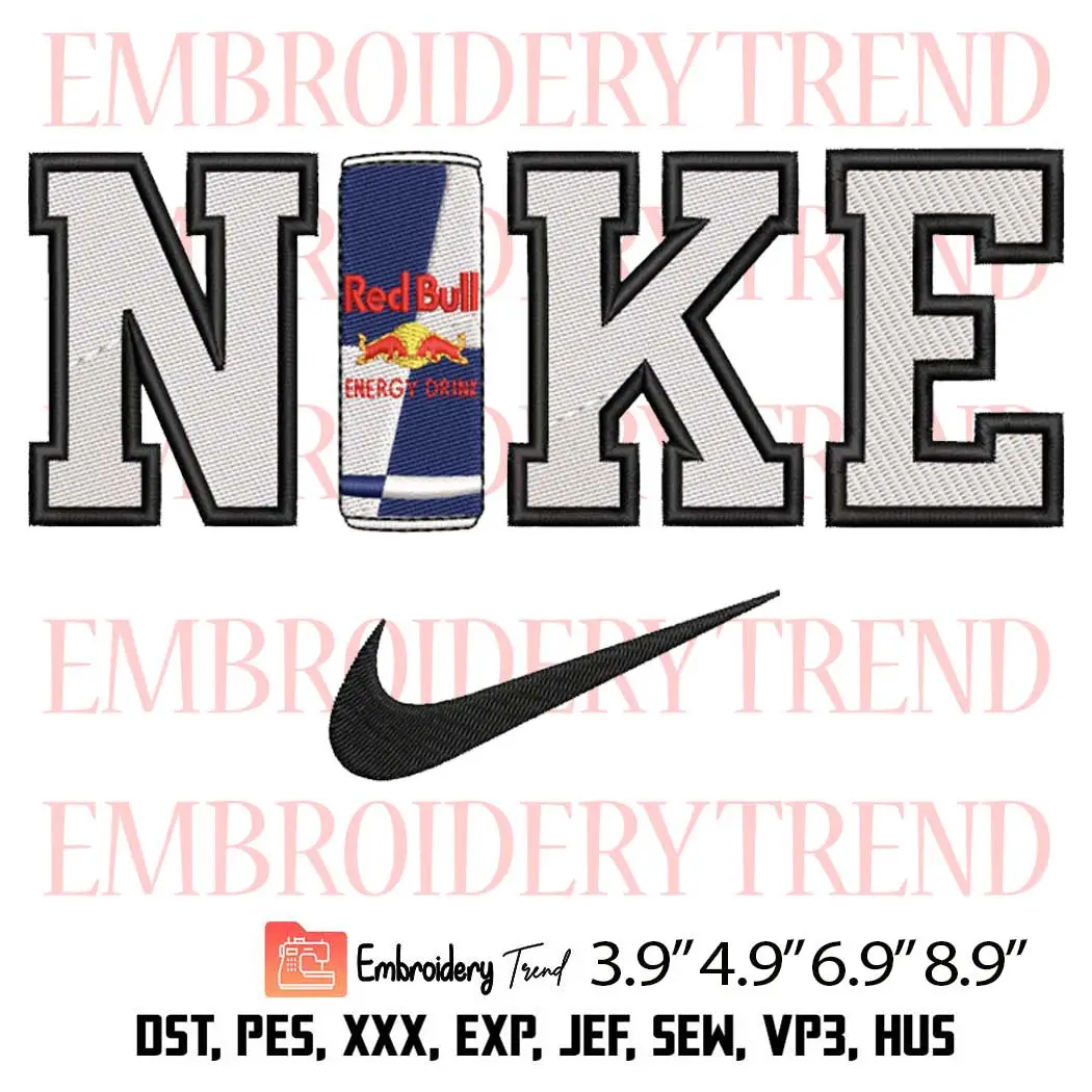 Nike Red Bull Embroidery Design, Inspired Redbull Embroidery Digitizing File