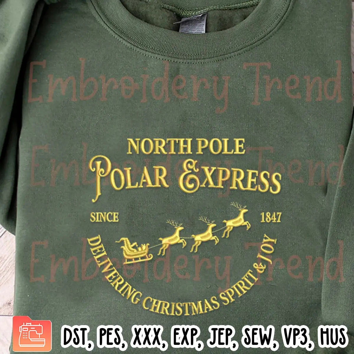 North Pole Polar Express Since 1847 Embroidery Design, Christmas Embroidery Digitizing File
