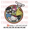 Rainbow Sanrio Friend Embroidery Design, Hello Kitty Sanrio Funny Embroidery Digitizing Pes File