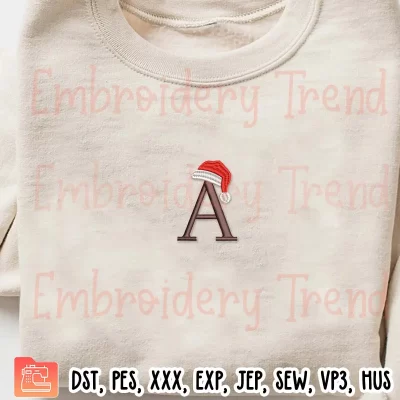 Santa Hat Alphabet Christmas Embroidery Design – 26 Machine Embroidery Designs Digitizing File