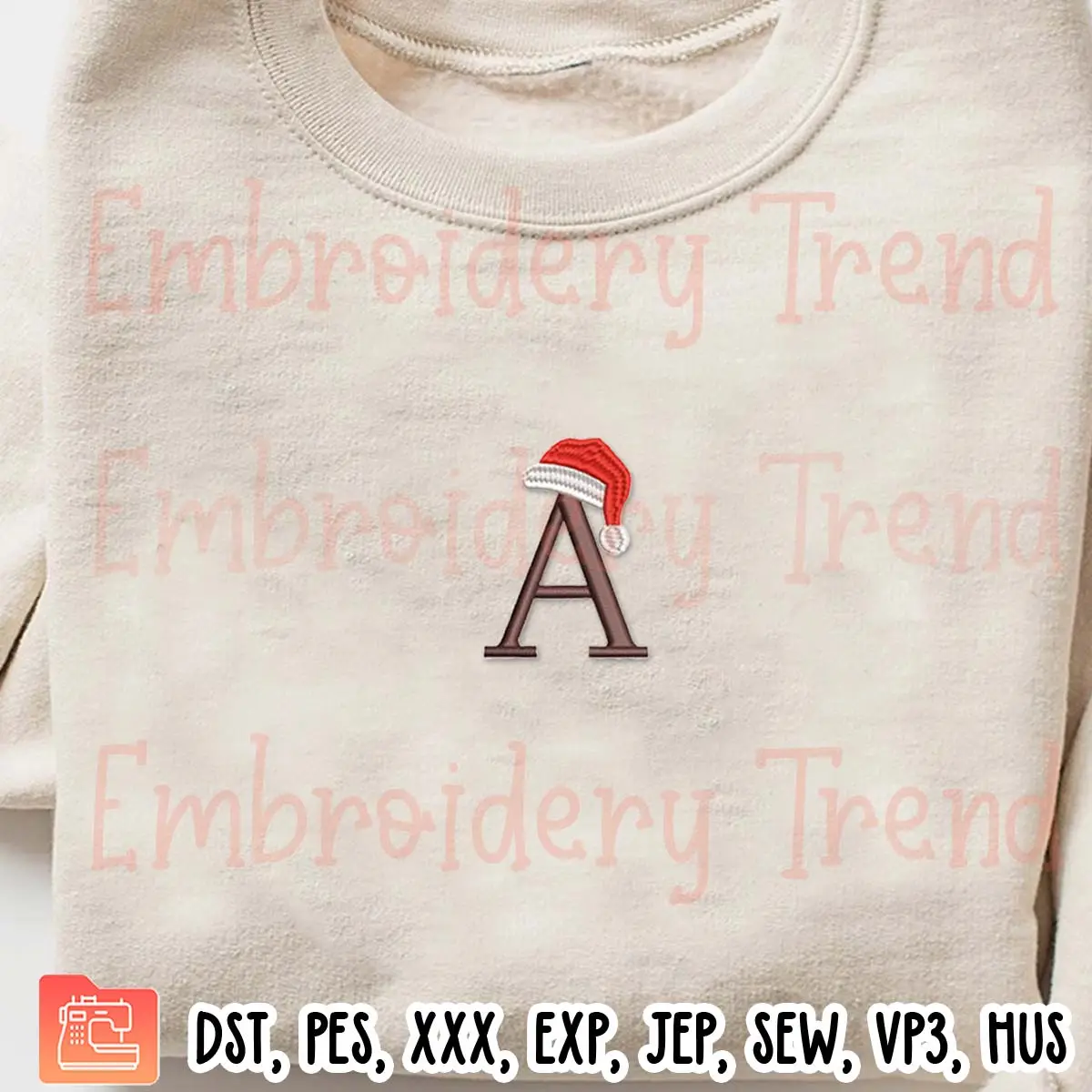 Santa Hat Alphabet Christmas Embroidery Design - 26 Machine Embroidery Designs Digitizing File