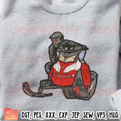 Snowmobile Extreme Sport Embroidery Design, Snowmobile Tours Embroidery Digitizing File