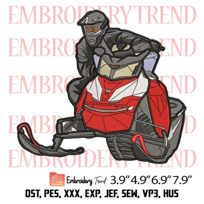 Snowmobile Extreme Sport Embroidery Design, Snowmobile Tours Embroidery Digitizing File