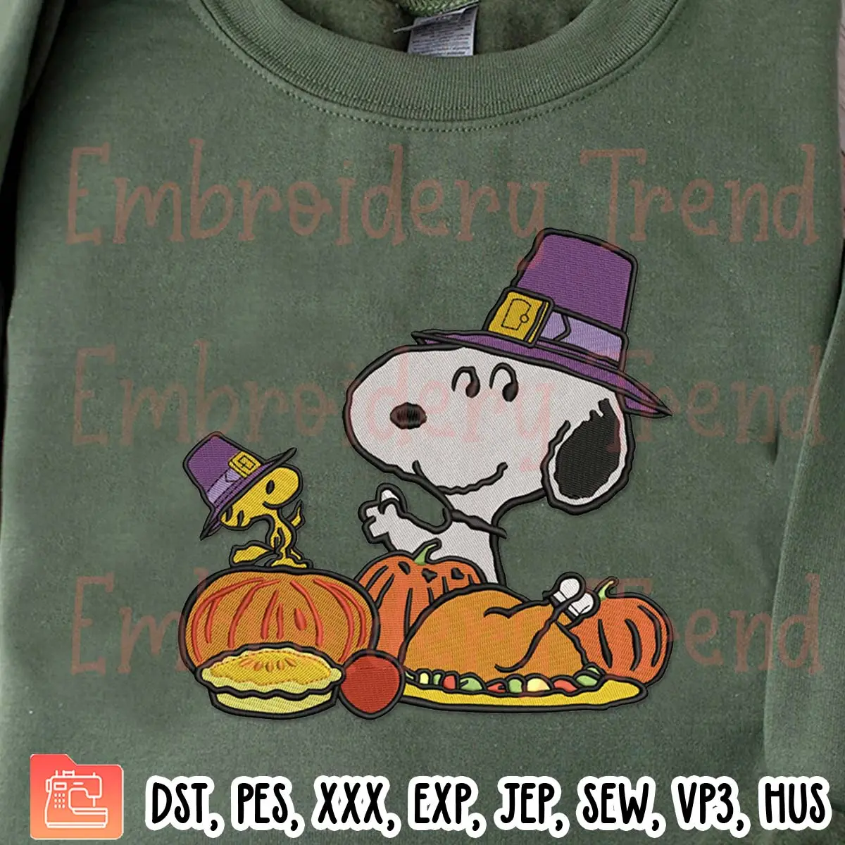 Thanksgiving Peanuts Snoopy And Woodstock Embroidery Design, Thanksgiving Day Embroidery Digitizing File