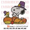 Snoopy Peanuts Thanksgiving Embroidery Design, Thanksgiving Turkey Embroidery Digitizing File