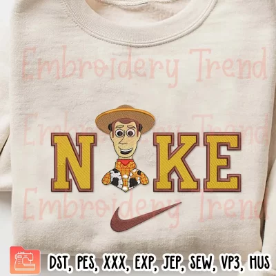 Woody Toy Story x Nike Embroidery Design, Woody X Jessie Couple Embroidery Digitizing File