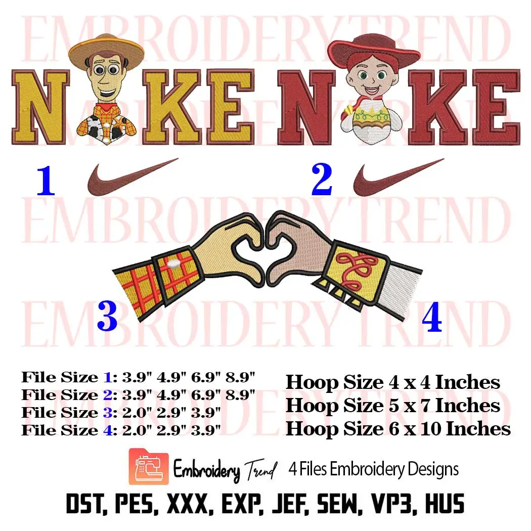 Woody And Jessie Bundle X Nike Embroidery Design, Woody Jessie Couple ...