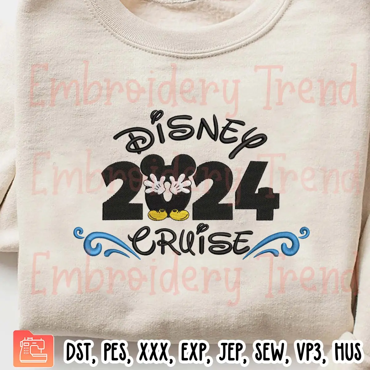 2024 Disney Cruise Mickey Embroidery Design, Disney Hello 2024 Embroidery  Digitizing Pes File