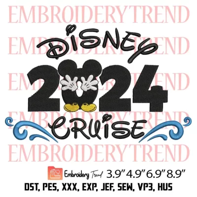 2024 Disney Cruise Mickey Embroidery Design, Disney Hello 2024 Embroidery Digitizing Pes File