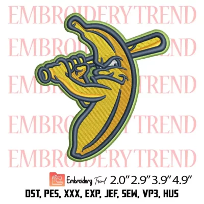 Banana Ball Embroidery Design, Savannah Bananas Baseball Embroidery Digitizing Pes File