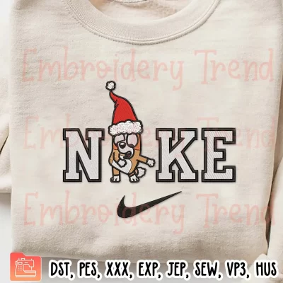 Bingo Heeler Christmas x Nike Embroidery Design, Christmas Dance Embroidery Digitizing Pes File