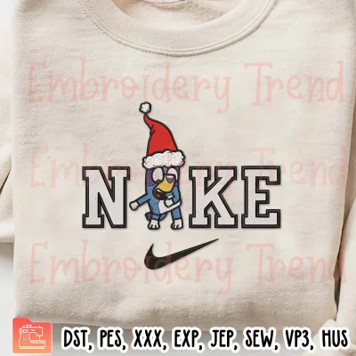 Bluey Heeler Christmas x Nike Embroidery Design, Christmas Dance Embroidery Digitizing Pes File