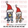 Bluey Heeler Christmas x Nike Embroidery Design, Christmas Dance Embroidery Digitizing Pes File