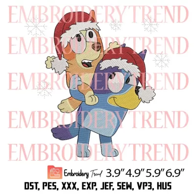Bluey and Bingo Christmas Truck Embroidery Design, Funny Cartoon Christmas Embroidery Digitizing Pes File
