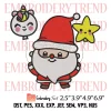 Cute Santa and Reindeer Embroidery Design, Merry Christmas Embroidery Digitizing Pes File