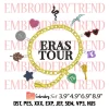 The Eras Tour Charms Embroidery Design, Album Taylor Swift Embroidery Digitizing Pes File