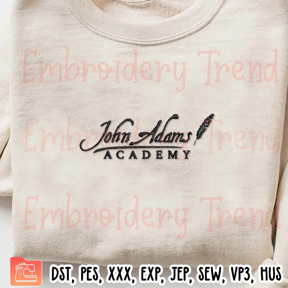 John Adams Academy Embroidery Design, Logo Embroidery Digitizing Pes File