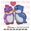 Cute Penguins Best Friends Embroidery Design, Funny Friends Gift Embroidery Digitizing Pes File