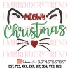 Cute Cat Face with Santa Hat Embroidery Design, Christmas Cat Embroidery Digitizing Pes File