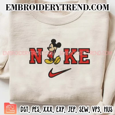 Mickey Mouse Nike Swoosh Embroidery Design, Disney Couple Embroidery Digitizing Pes File