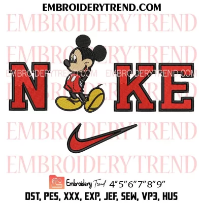 Mickey Mouse Nike Swoosh Embroidery Design, Disney Couple Embroidery Digitizing Pes File