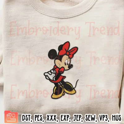 Minnie Mouse Cute Embroidery Design, Disney Embroidery Digitizing Pes File
