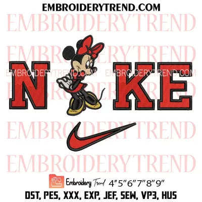 Minnie Mouse Nike Swoosh Embroidery Design, Disney Couple Embroidery Digitizing Pes File