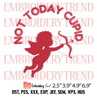 Gun Finger Hand Not Today Cupid Embroidery Design, Anti Valentine Embroidery Digitizing Pes File