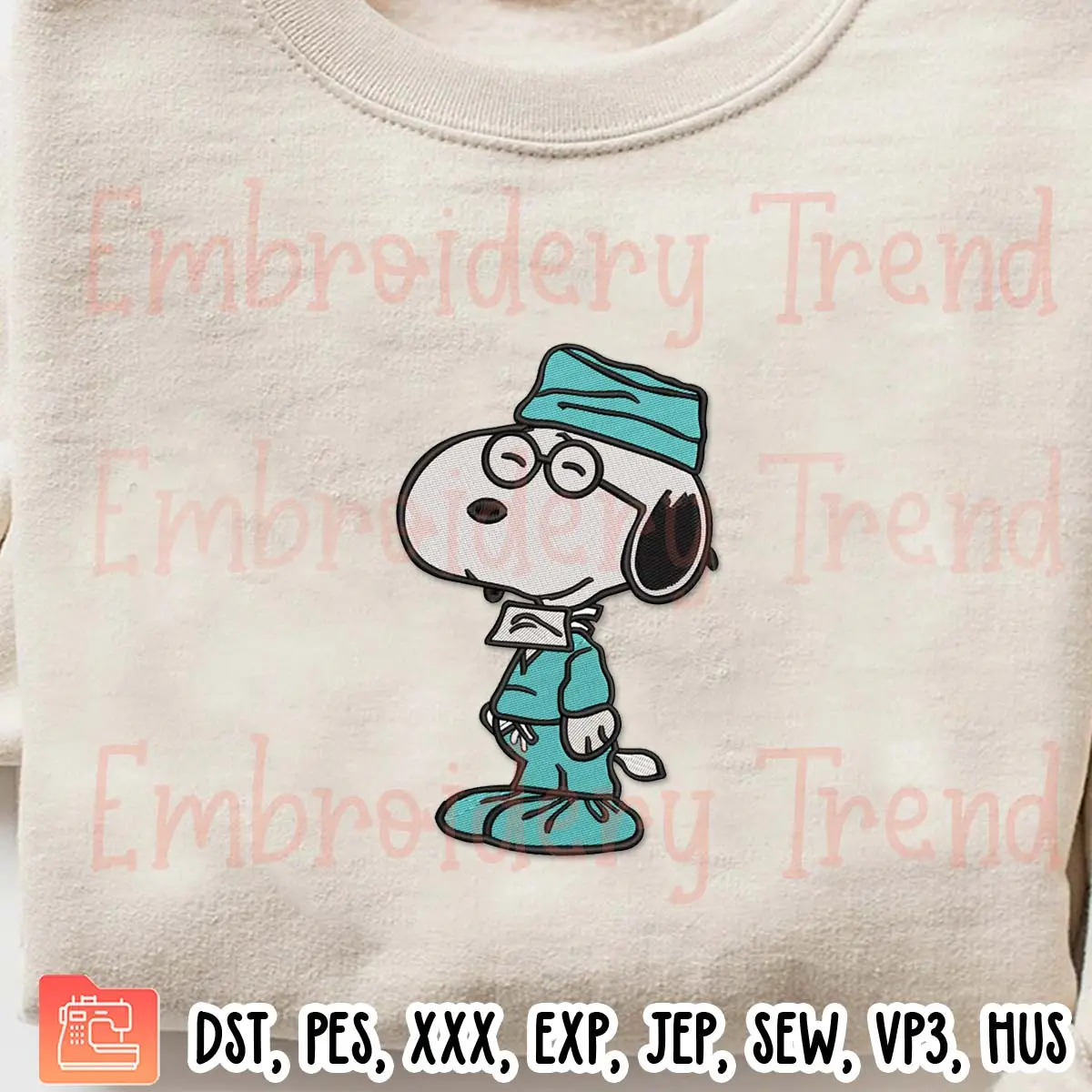 Peanuts Snoopy Nurse Embroidery Design, Happy Nurses Day Embroidery Digitizing Pes File