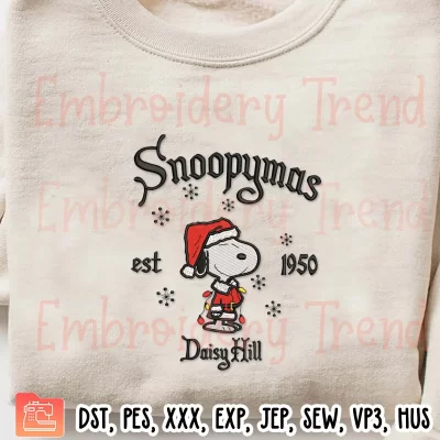 Santa Snoopymas Daisy Hill Embroidery Design, Cartoon Snoopy Christmas Embroidery Digitizing Pes File