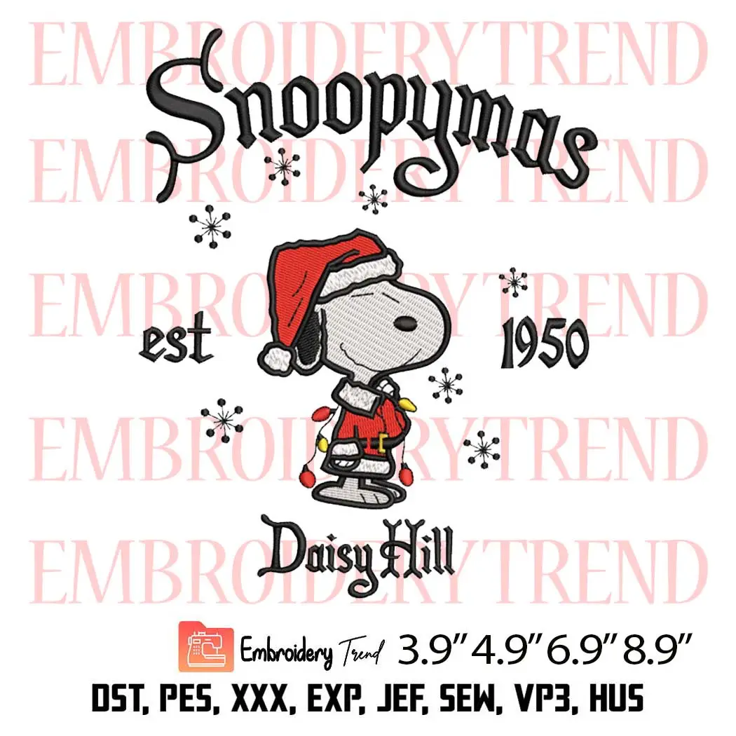 Santa Snoopymas Daisy Hill Embroidery Design, Cartoon Snoopy Christmas Embroidery Digitizing Pes File