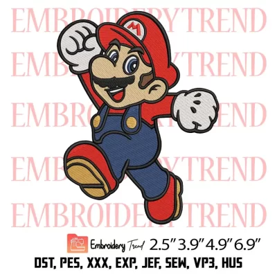 Super Mario Running Funny Embroidery Design, Mario Game Embroidery Digitizing Pes File