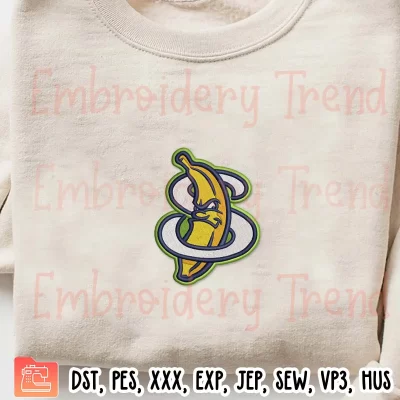 Money Banana Baseball Embroidery Design, Savannah Bananas Logo Embroidery Digitizing Pes File