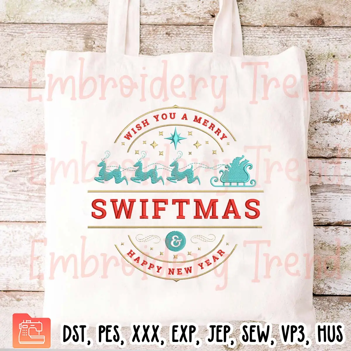 Wish You A Merry Swiftmas Vintage Embroidery Design, Happy New Year Taylor Swift Embroidery Digitizing Pes File