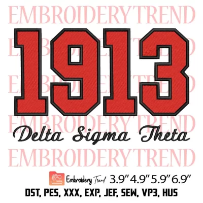 1913 Delta Sigma Theta Embroidery Design, 1913 AEO Embroidery Digitizing Pes File